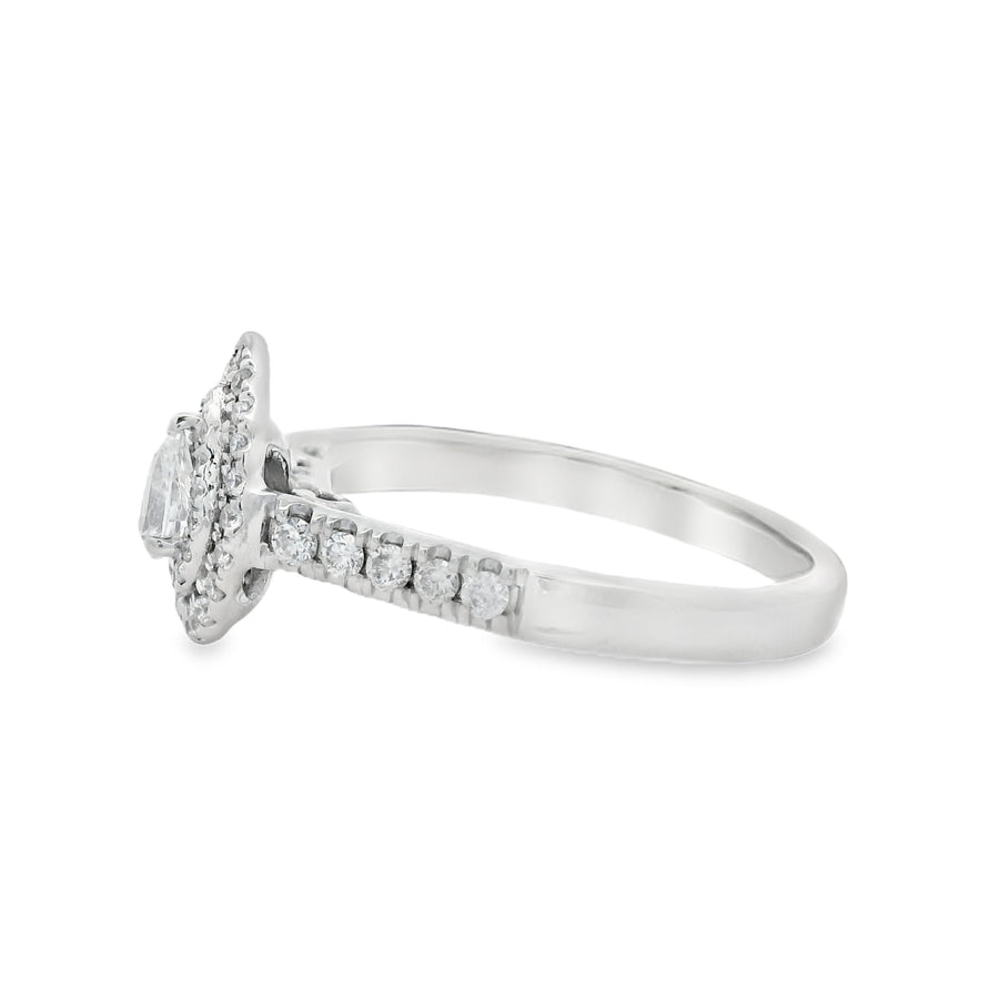 White Gold Pear Double Halo Engagement Ring