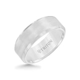 Triton 11-2320 – 8mm Tungsten Carbide Wedding Band with Satin Finish Center & Bevel Edge, Comfort Fit