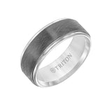 Triton 11-5982 – 8mm Tungsten Carbide Wedding Band with Gunmetal Crystalline Center & White Step Edge, Comfort Fit