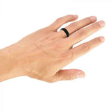 Triton 11-6180 – 6mm Forged Carbon Fiber & Titanium Wedding Band with Faceted Profile and Bevel Edge, Comfort Fit