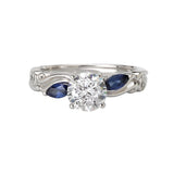 Sapphire and Diamond Semi-Mount Ring