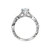Romance #115157 Trellis Semi-Mount Diamond Engagement Ring in 14K White Gold with Leaf Design