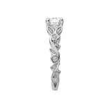 Romance #115157 Trellis Semi-Mount Diamond Engagement Ring in 14K White Gold with Leaf Design