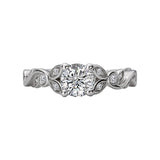 Romance #115157 Trellis Semi-Mount Diamond Engagement Ring in 14K White Gold with Leaf Design