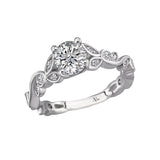 Romance #115157 Trellis Semi-Mount Diamond Engagement Ring in 14K White Gold with Leaf Design