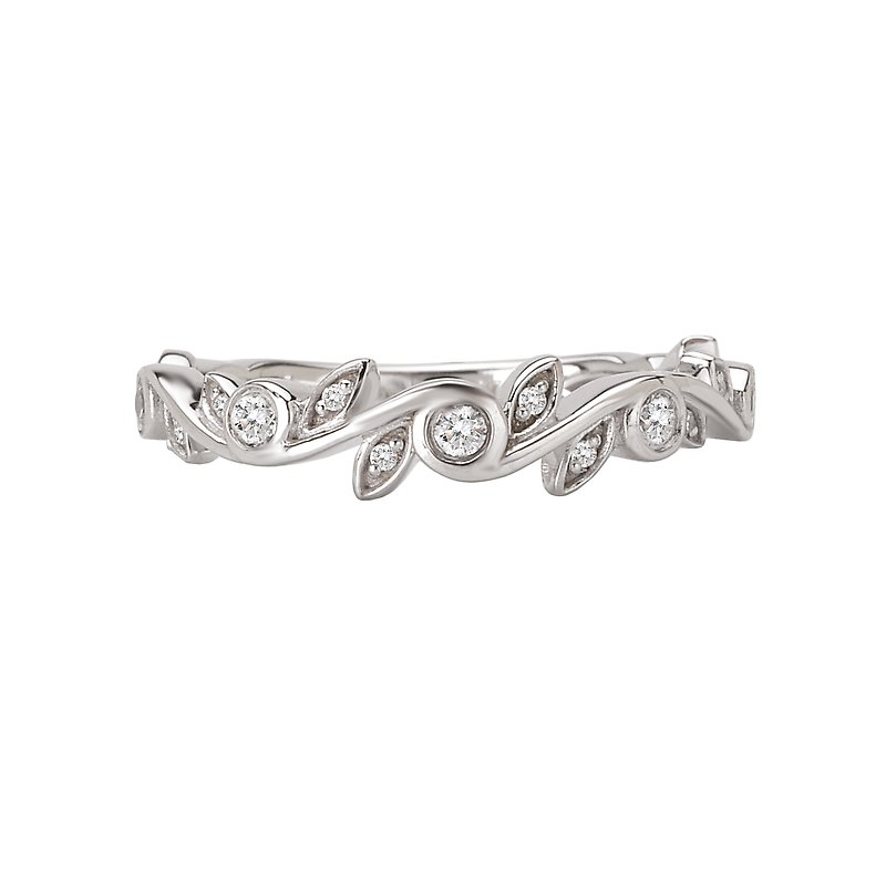 Platinum Matching Leaf Diamond Ring