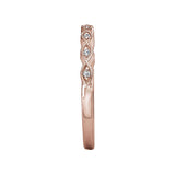 Round Faceted Diamond Band in 14K Rose Gold with Milgrain Detail