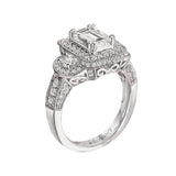 Romance - Three Stone Detailed Halo Diamond Setting