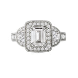 Romance - Three Stone Detailed Halo Diamond Setting
