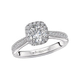 Romance 117221-100K Classic Diamond Semi-Mount Engagement Ring in 14K White Gold