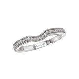 Romance #117221-WY Curved Diamond Wedding Band with Milgrain Detail in 18K White Gold (1/7 CTW)