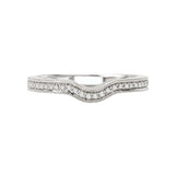 Romance #117221-WY Curved Diamond Wedding Band with Milgrain Detail in 18K White Gold (1/7 CTW)