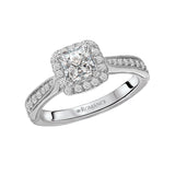 Romance - Vintage Inspired Cushion Halo Diamond Setting