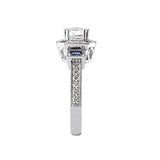 Romance - Vintage Inspired Halo Sapphire And Diamond Setting