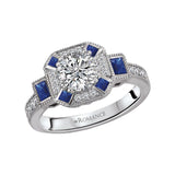 Romance - Vintage Inspired Halo Sapphire And Diamond Setting