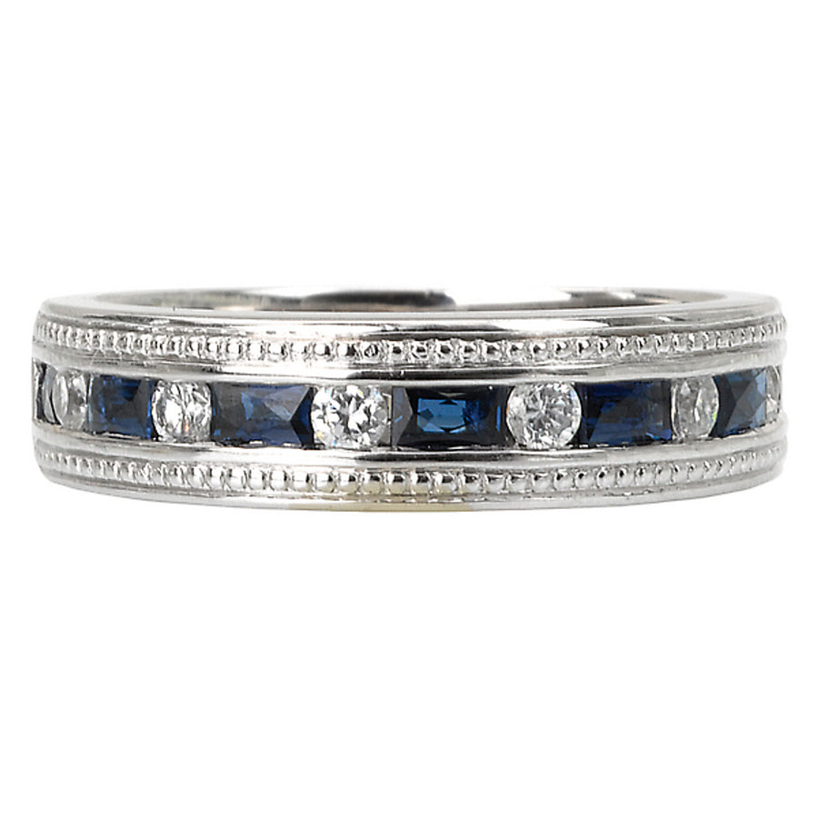 Sapphire & Diamond Peg-Head Semi-Mount for 6.5 mm Round Center