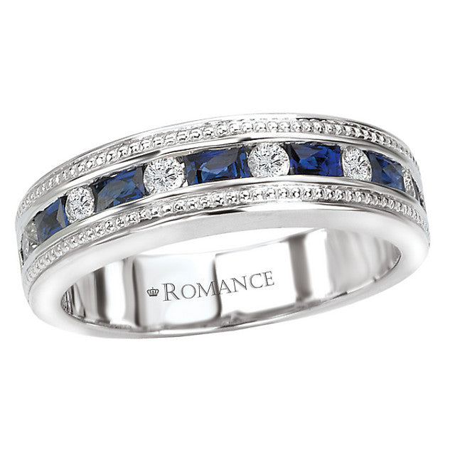 Sapphire & Diamond Peg-Head Semi-Mount for 6.5 mm Round Center
