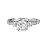 Romance 117265-SK Three-Stone Semi-Mount Diamond Engagement Ring in 14K White Gold