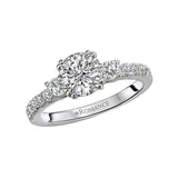 Romance 117265-SK Three-Stone Semi-Mount Diamond Engagement Ring in 14K White Gold