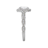 Romance - Oval Halo Diamond And Scalloped Accent Setting