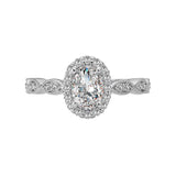 Romance - Oval Halo Diamond And Scalloped Accent Setting