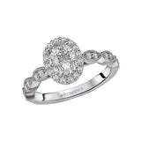 Romance - Oval Halo Diamond And Scalloped Accent Setting