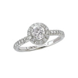 Romance #118002-025S Petite Round Halo Semi-Mount Diamond Engagement Ring in 14K White Gold