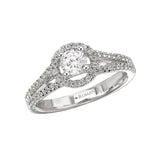 Romance 118115-033S Round Halo Diamond Semi-Mount Ring in 14K White Gold
