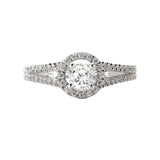 Romance 118115-033S Round Halo Diamond Semi-Mount Ring in 14K White Gold