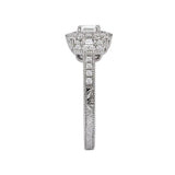 Romance #118175-033S Vintage Triple Square Halo Semi-Mount Diamond Engagement Ring in 14K White Gold