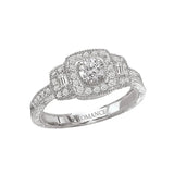Romance #118175-033S Vintage Triple Square Halo Semi-Mount Diamond Engagement Ring in 14K White Gold