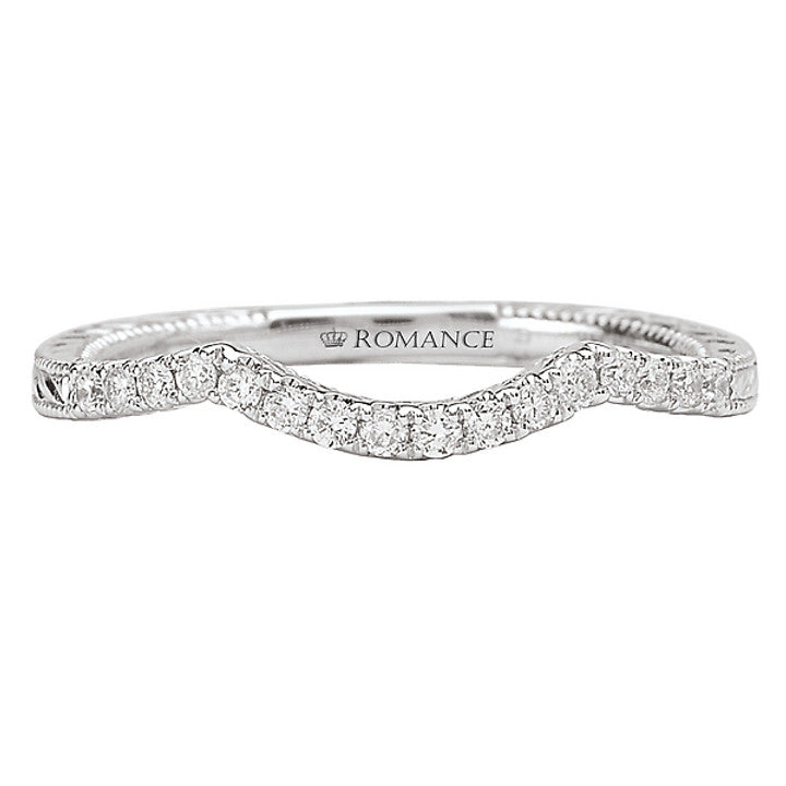 Milgrain Curved Matching Band in White Gold