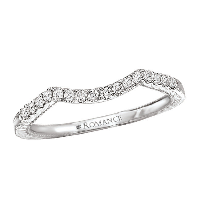 Milgrain Curved Matching Band in White Gold