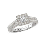 Romance #118183-030S Split Shank Halo Semi-Mount Diamond Engagement Ring in 14K White Gold