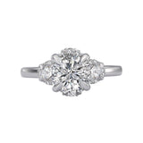 Romance #119201-RD150K Trellis Three-Stone Semi-Mount Diamond Engagement Ring in 14K White Gold