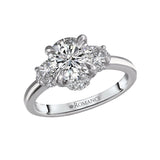 Romance #119201-RD150K Trellis Three-Stone Semi-Mount Diamond Engagement Ring in 14K White Gold
