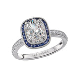 Romance Halo Semi Mount Diamond and Gemstone Ring