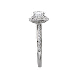Romance 119272-CO100K Cushion Halo Semi-Mount Engagement Ring in 14K White Gold