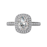 Romance 119272-CO100K Cushion Halo Semi-Mount Engagement Ring in 14K White Gold