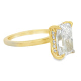 3 1/8CTW Yellow Gold Hidden Halo Radiant Lab Grown Diamond Engagement Ring
