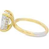 3 1/8CTW Yellow Gold Hidden Halo Radiant Lab Grown Diamond Engagement Ring