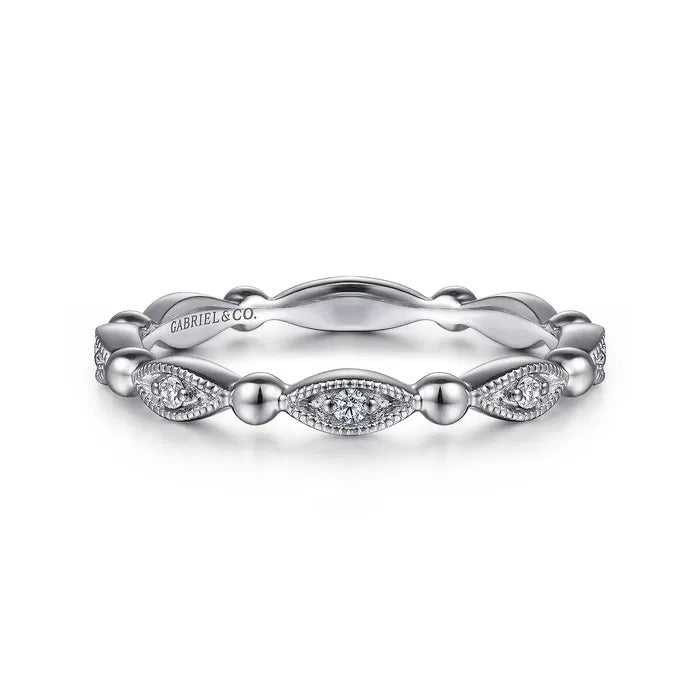 Gabriel & Co. 14K White Gold Bujukan Marquise Station Diamond Stackable Ring – LR52157W45JJ