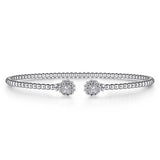 Gabriel & Co. BG4257-6W45JJ – 14K White Gold Bujukan Split Cuff Bracelet with Diamond Flower Caps