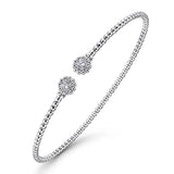 Gabriel & Co. BG4257-6W45JJ – 14K White Gold Bujukan Split Cuff Bracelet with Diamond Flower Caps