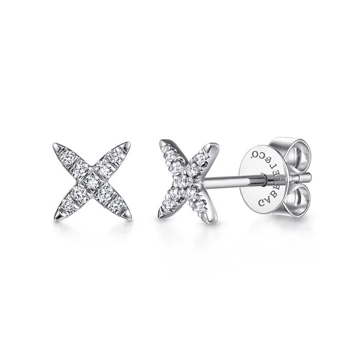 Gabriel & Co. 14K White Gold Diamond X-Shaped Stud Earrings – EG13585W45JJ