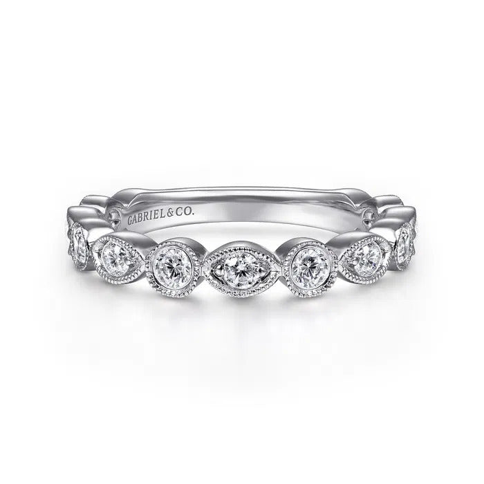 Gabriel & Co. LR51750W45JJ – 14K White Gold Diamond Stackable Ring