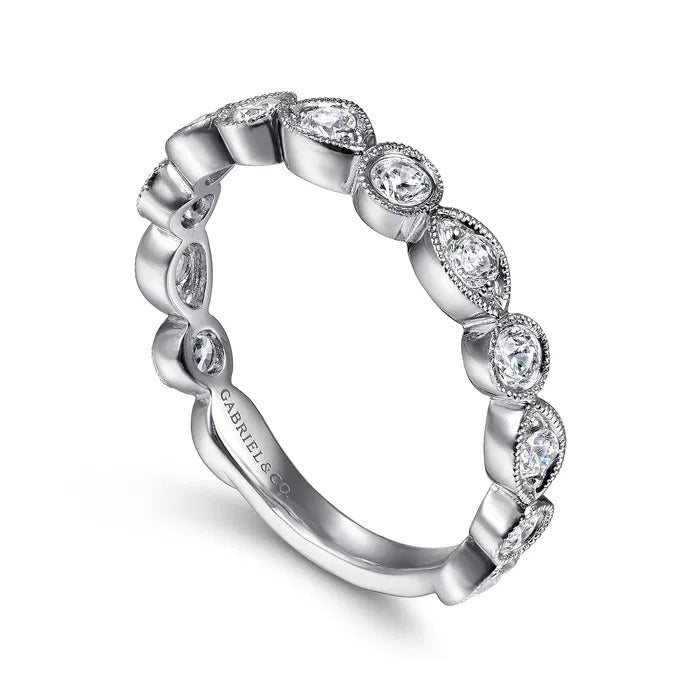 Gabriel & Co. LR51750W45JJ – 14K White Gold Diamond Stackable Ring