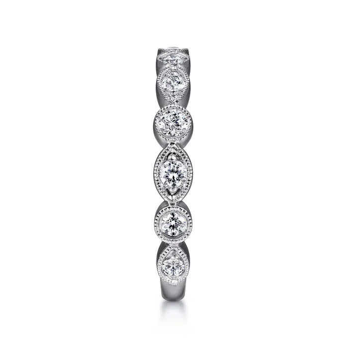 Gabriel & Co. LR51750W45JJ – 14K White Gold Diamond Stackable Ring