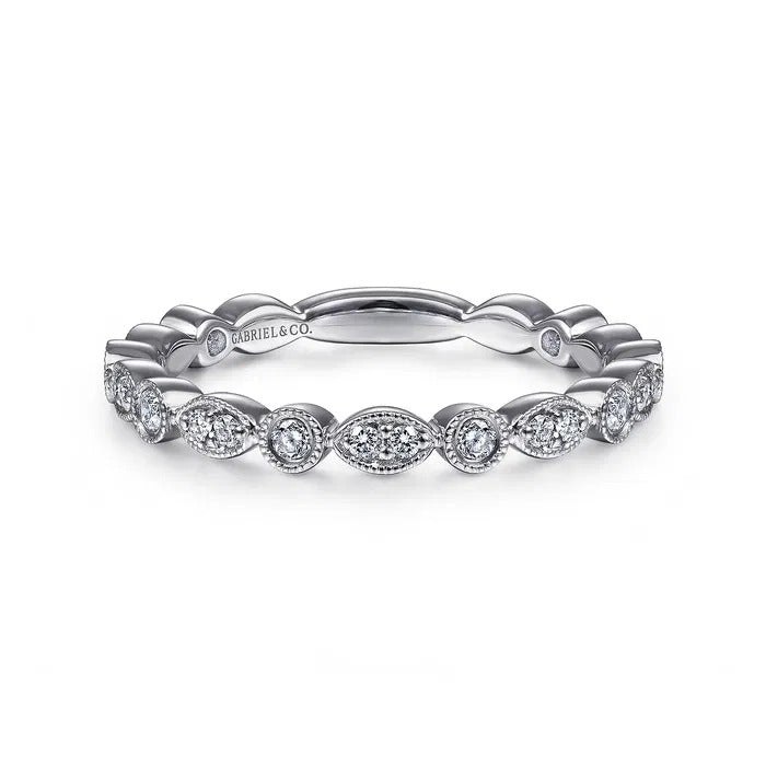 Gabriel & Co. 14K White Gold Marquise and Round Station Diamond Stackable Ring – LR5701W45JJ