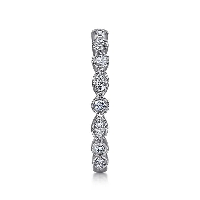 Gabriel & Co. 14K White Gold Marquise and Round Station Diamond Stackable Ring – LR5701W45JJ